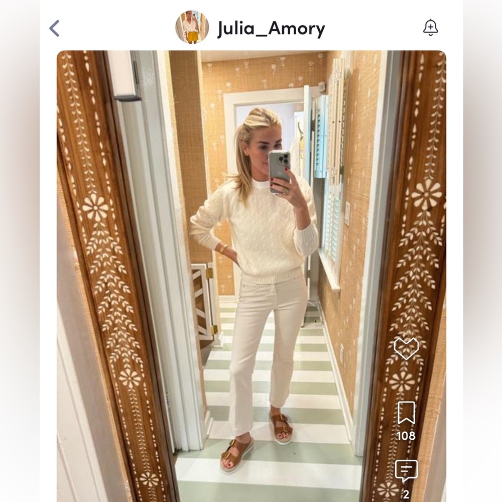 ECU Veronica Beard Cream Flare Jeans Carson - Julia Amory Fave Pant